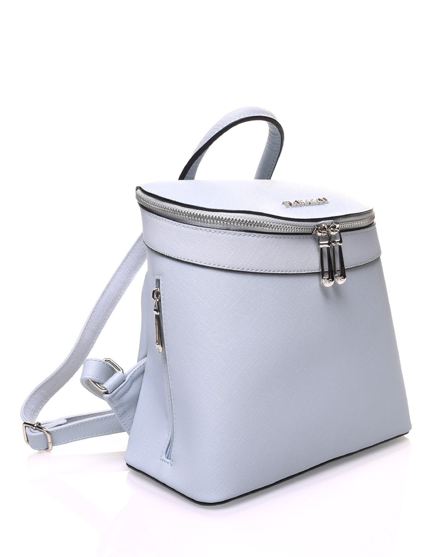 Sac à dos bleu clair rigide à fermetures éclaires