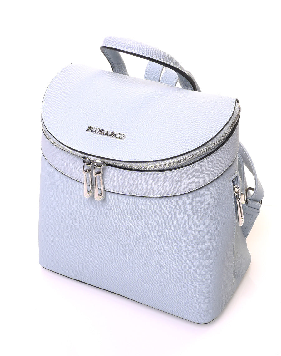 Sac à dos bleu clair rigide à fermetures éclaires