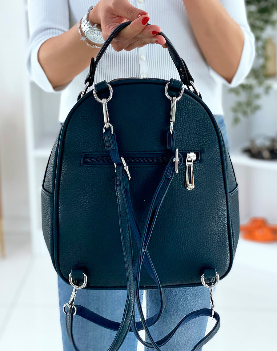 Sac à dos bleu à zips dorés