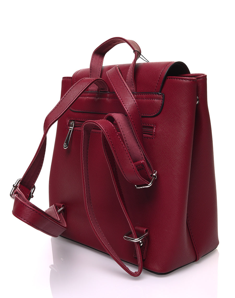 Sac à dos bordeaux ajustable par pressions à rabat
