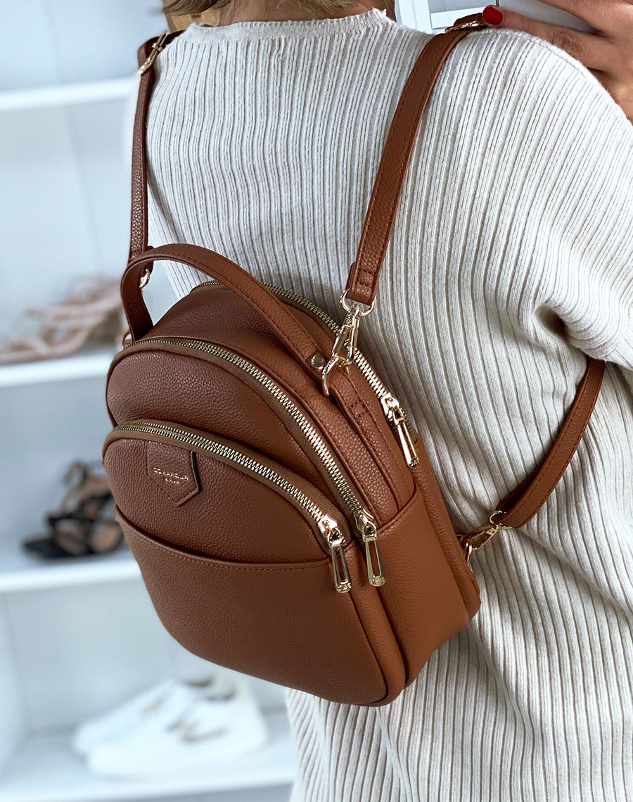 Sac à dos camel à fermeture éclaire