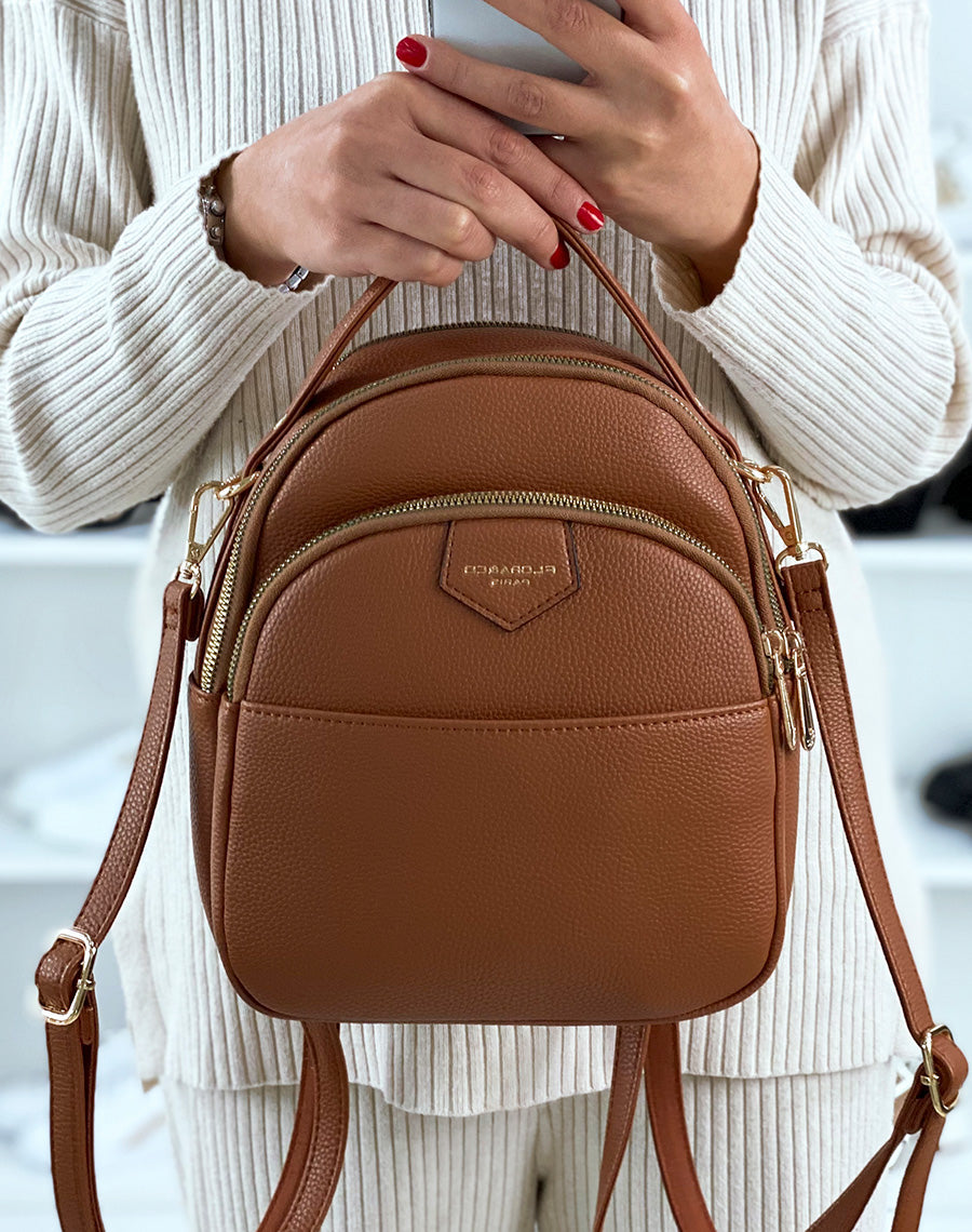 Sac à dos camel à fermeture éclaire