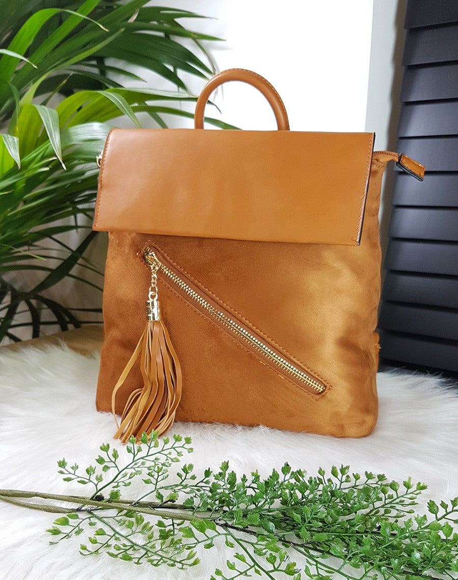 Sac à dos camel suédine