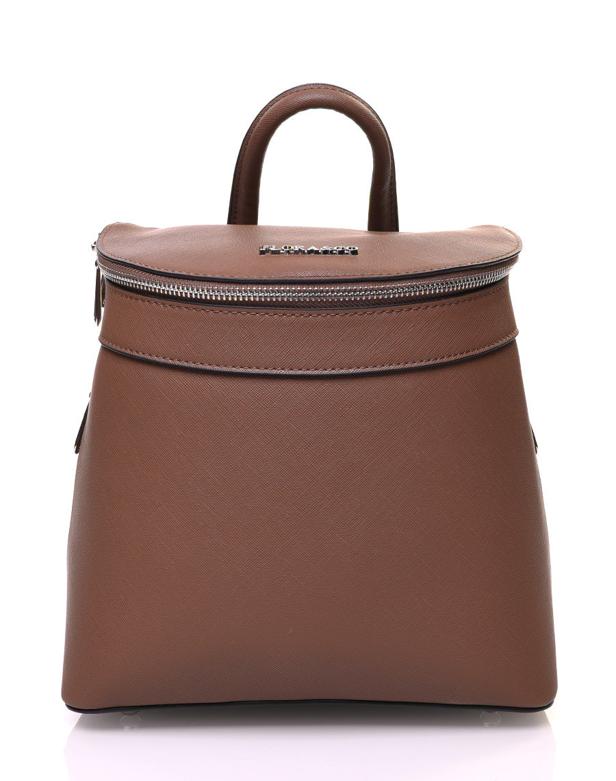 Sac à dos chocolat rigide à fermetures éclaires