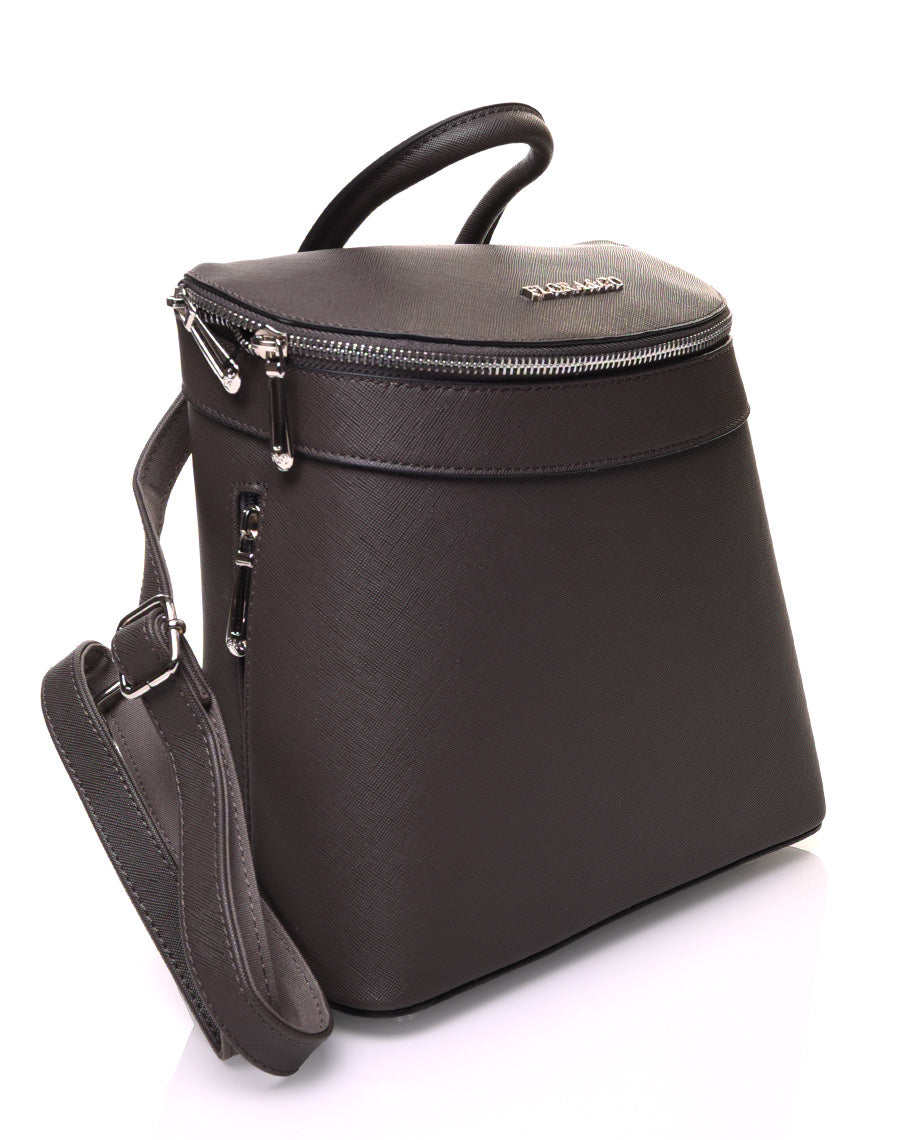 Sac à dos gris foncé rigide à fermetures éclaires