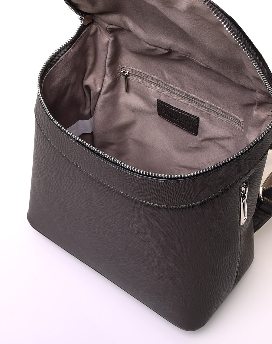 Sac à dos gris foncé rigide à fermetures éclaires