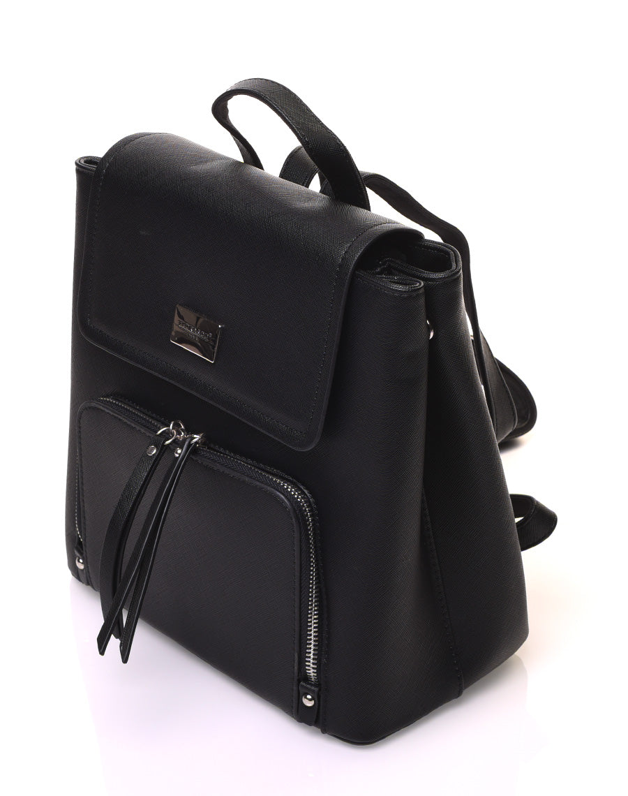 Sac à dos noir ajustable par pressions à rabat