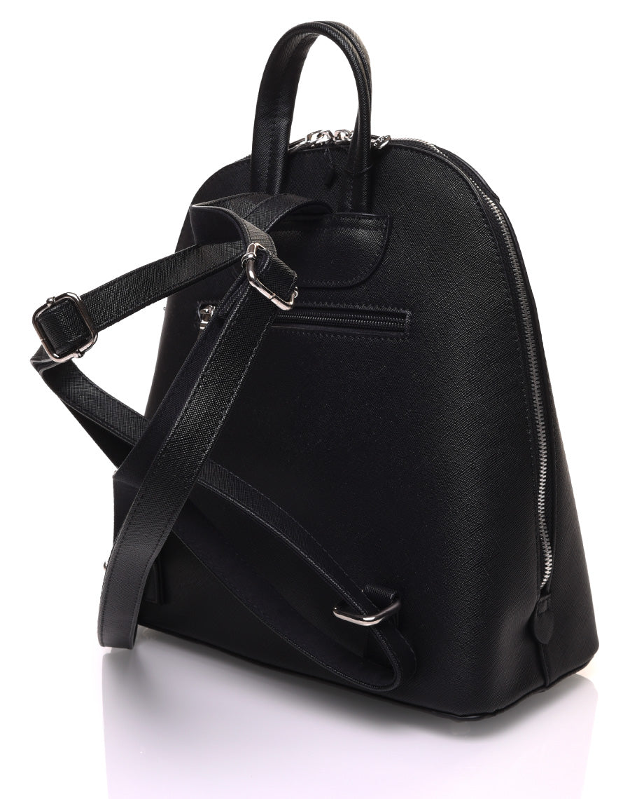 Sac à dos noir arrondi à surpiqures géométriques