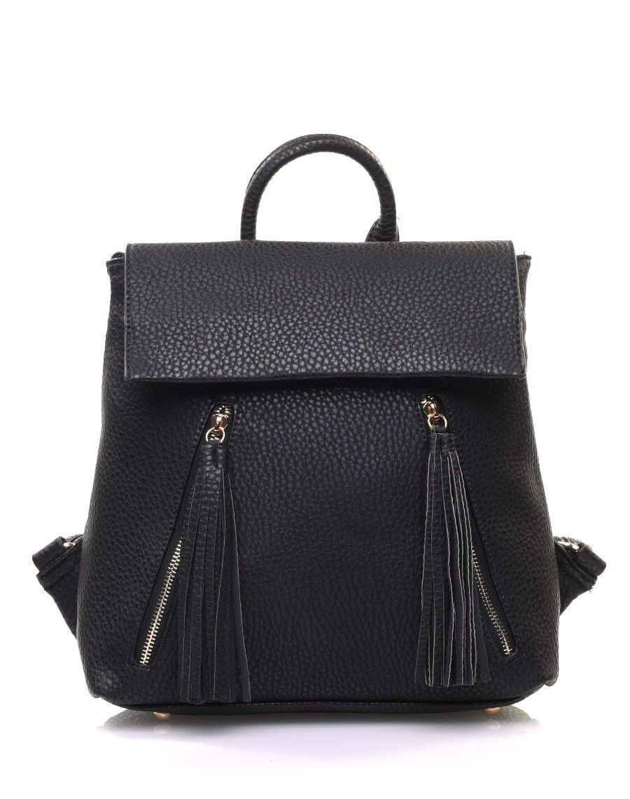 Sac à dos noir avec fermetures à franges
