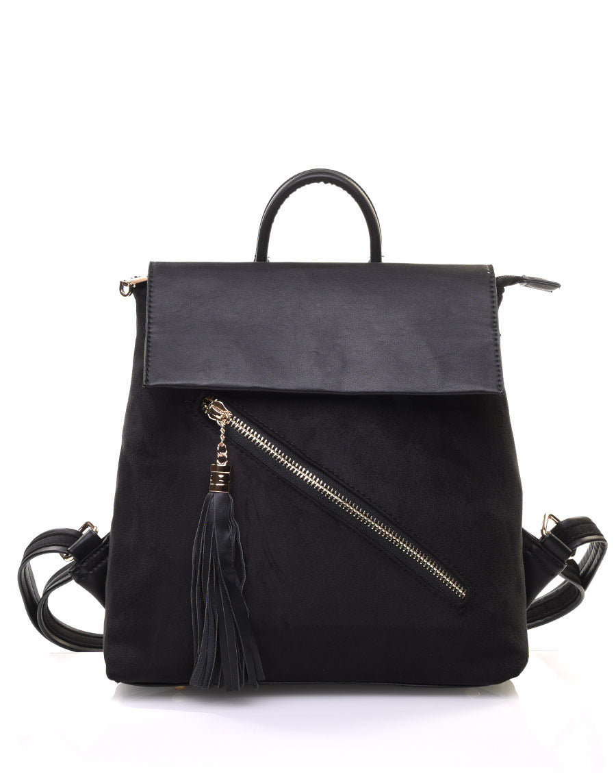 Sac à dos noir suédine