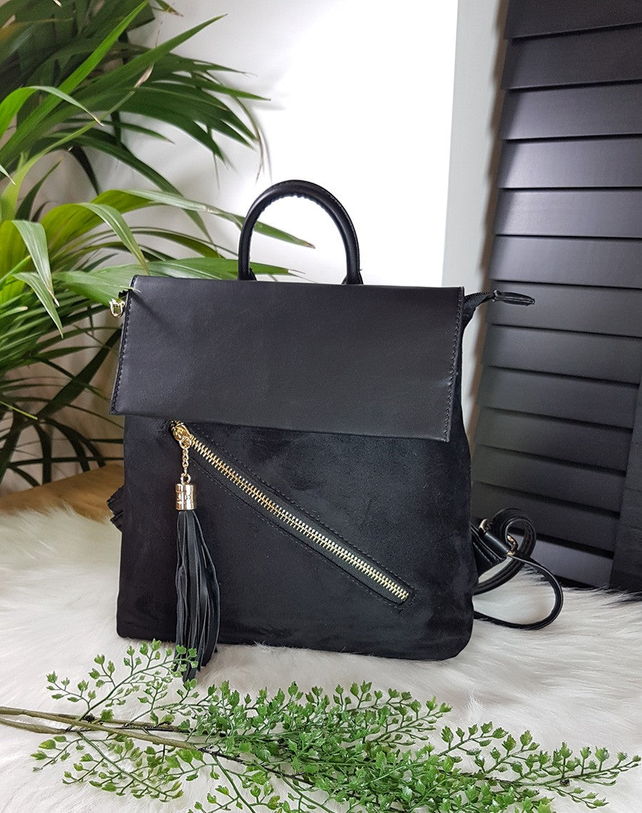 Sac à dos noir suédine
