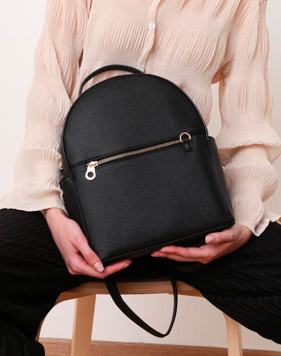 Sac à dos noir à zip doré