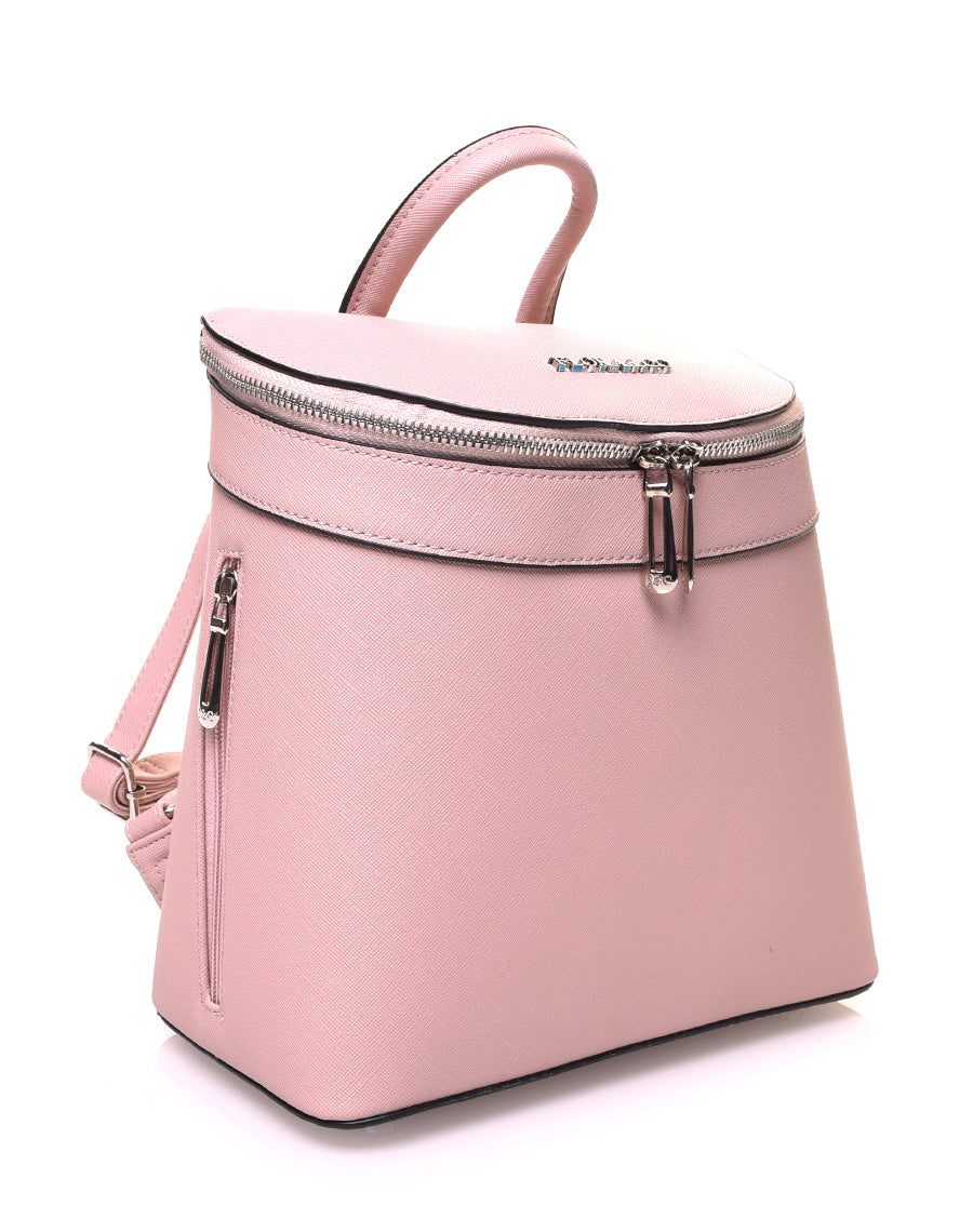 Sac à dos rose pale rigide à fermetures éclaires