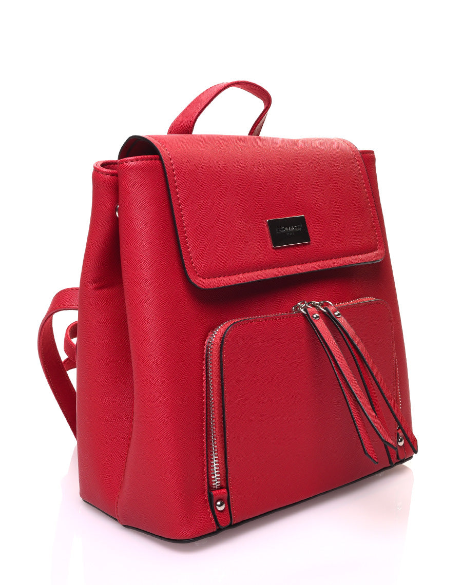 Sac à dos rouge ajustable par pressions à rabat