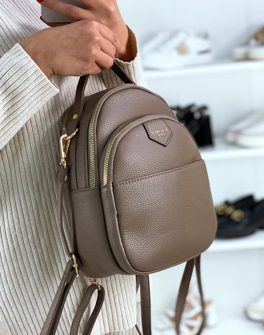 Sac à dos taupe à fermeture éclaire