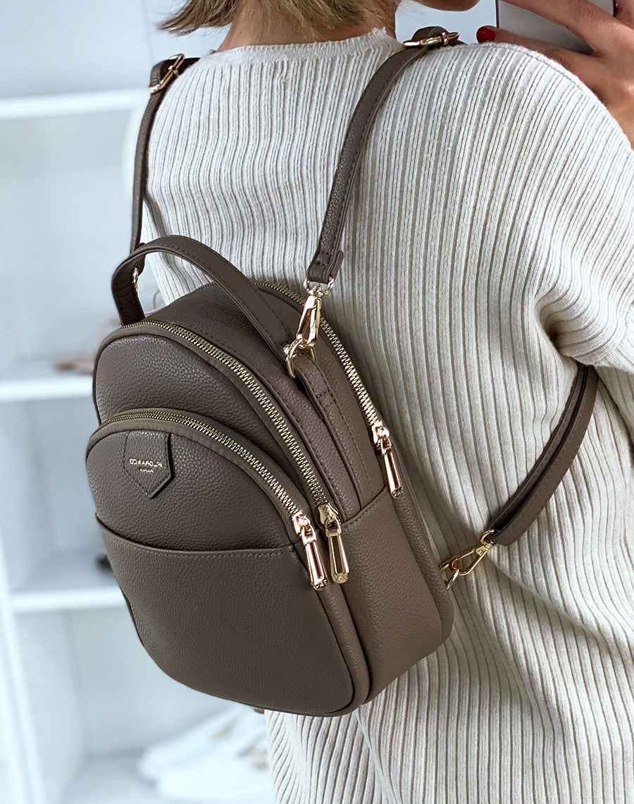 Sac à dos taupe à fermeture éclaire