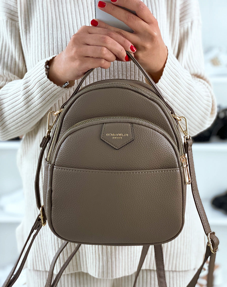 Sac à dos taupe à fermeture éclaire