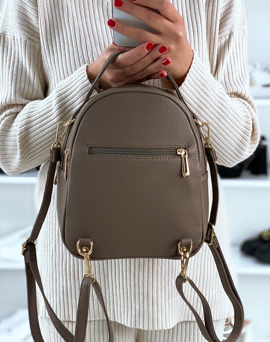Sac à dos taupe à fermeture éclaire