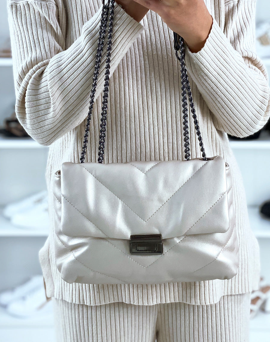 Sac effet métallisé à bandoulières chaînes