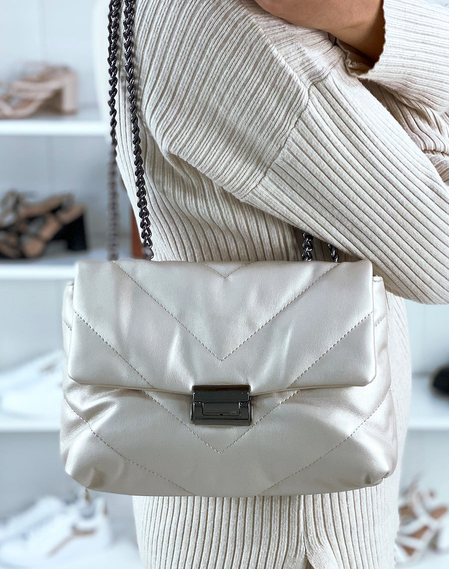 Sac effet métallisé à bandoulières chaînes