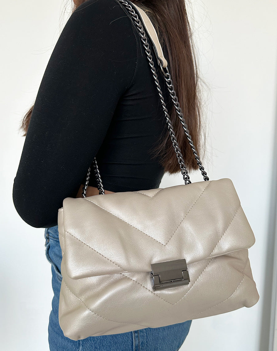 Sac effet métallisé à bandoulières chaînes