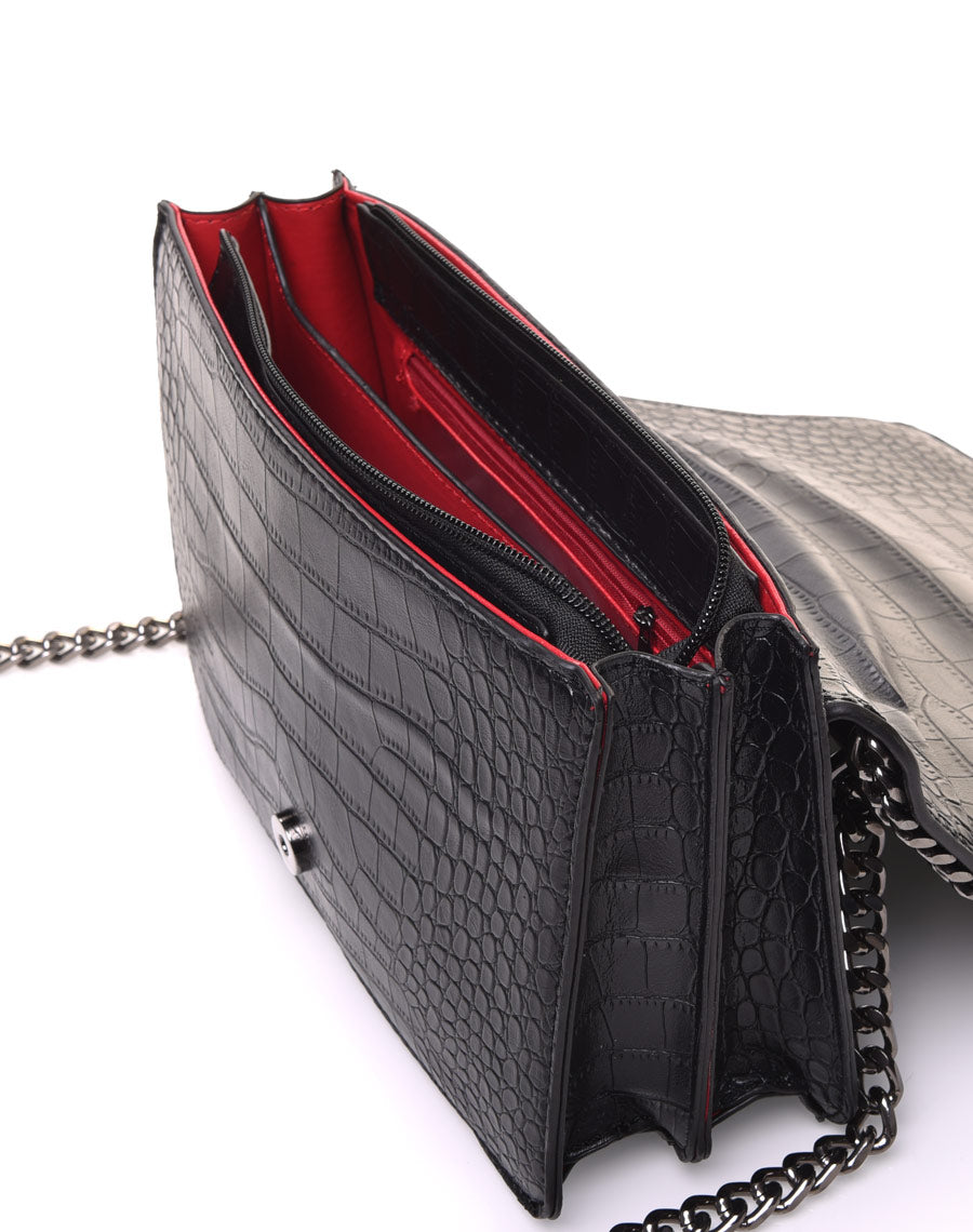 Sac effet python noir