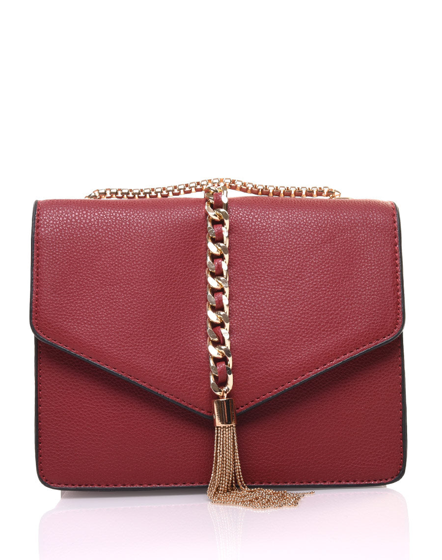 Sac en bandoulière avec chaîne bordeaux
