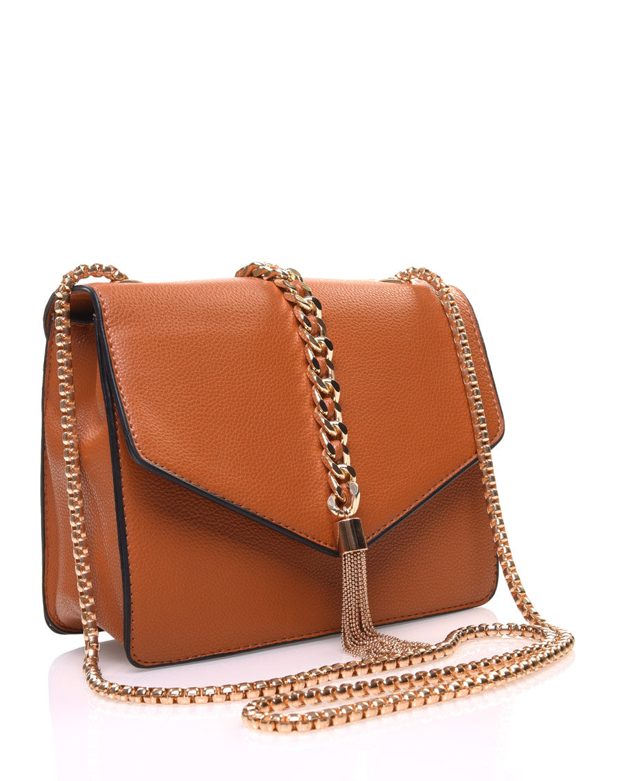Sac en bandoulière avec chaîne camel