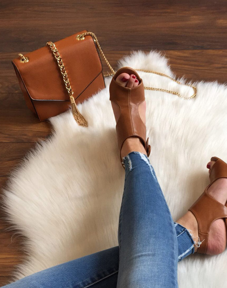 Sac en bandoulière avec chaîne camel