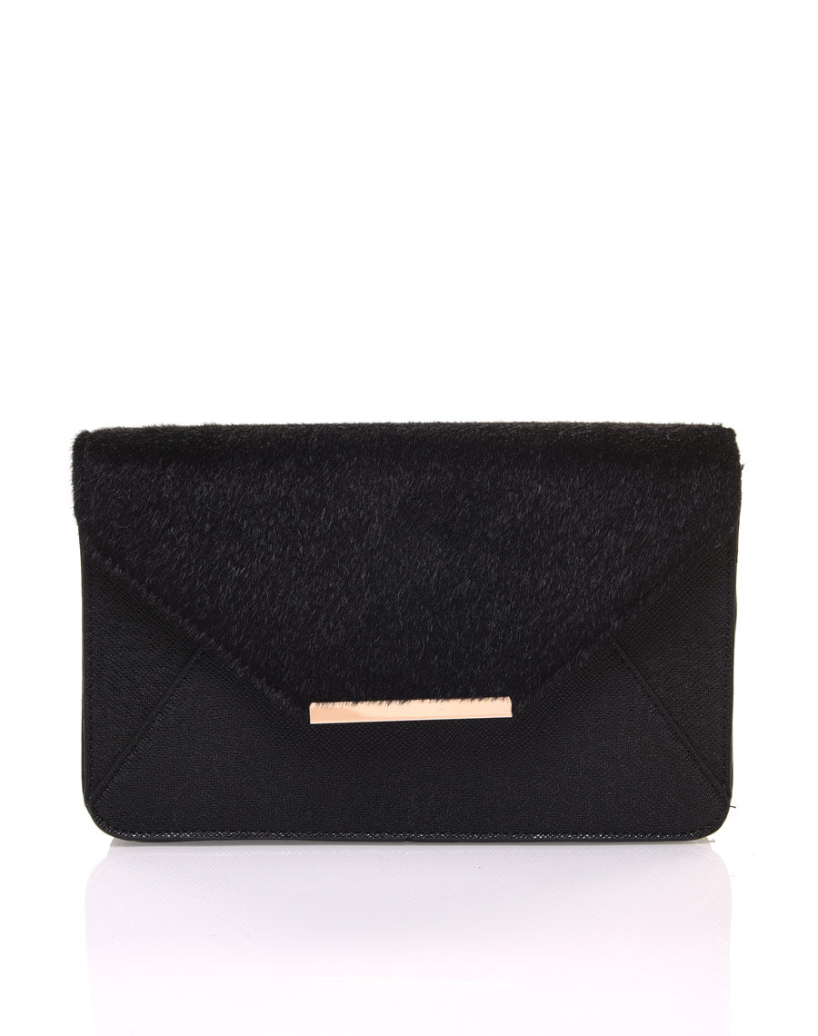 Sac en bandoulière avec fausse fourrure noir