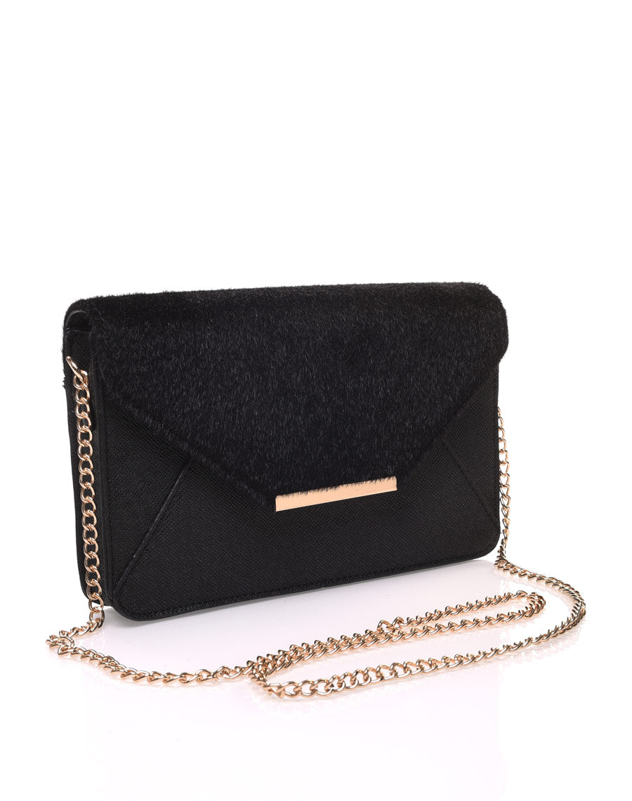 Sac en bandoulière avec fausse fourrure noir