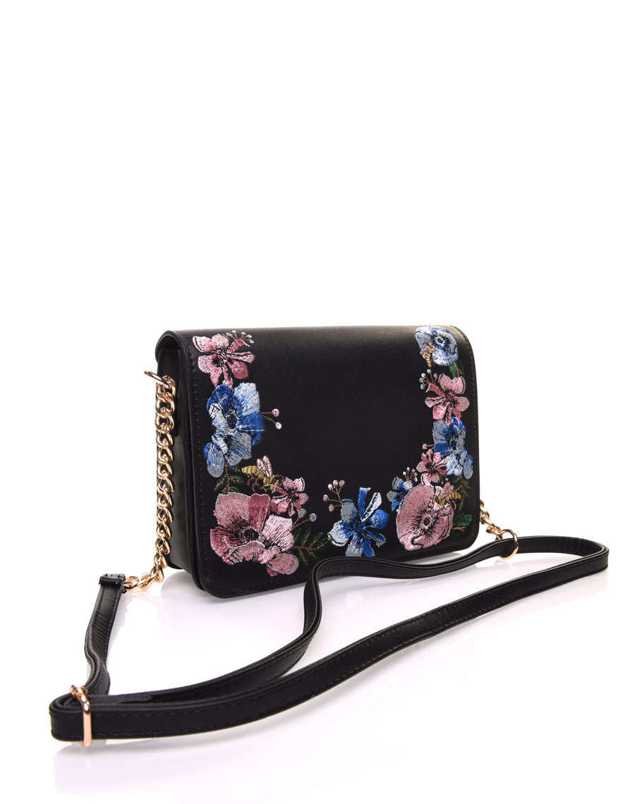 Sac en bandoulière brodé noir