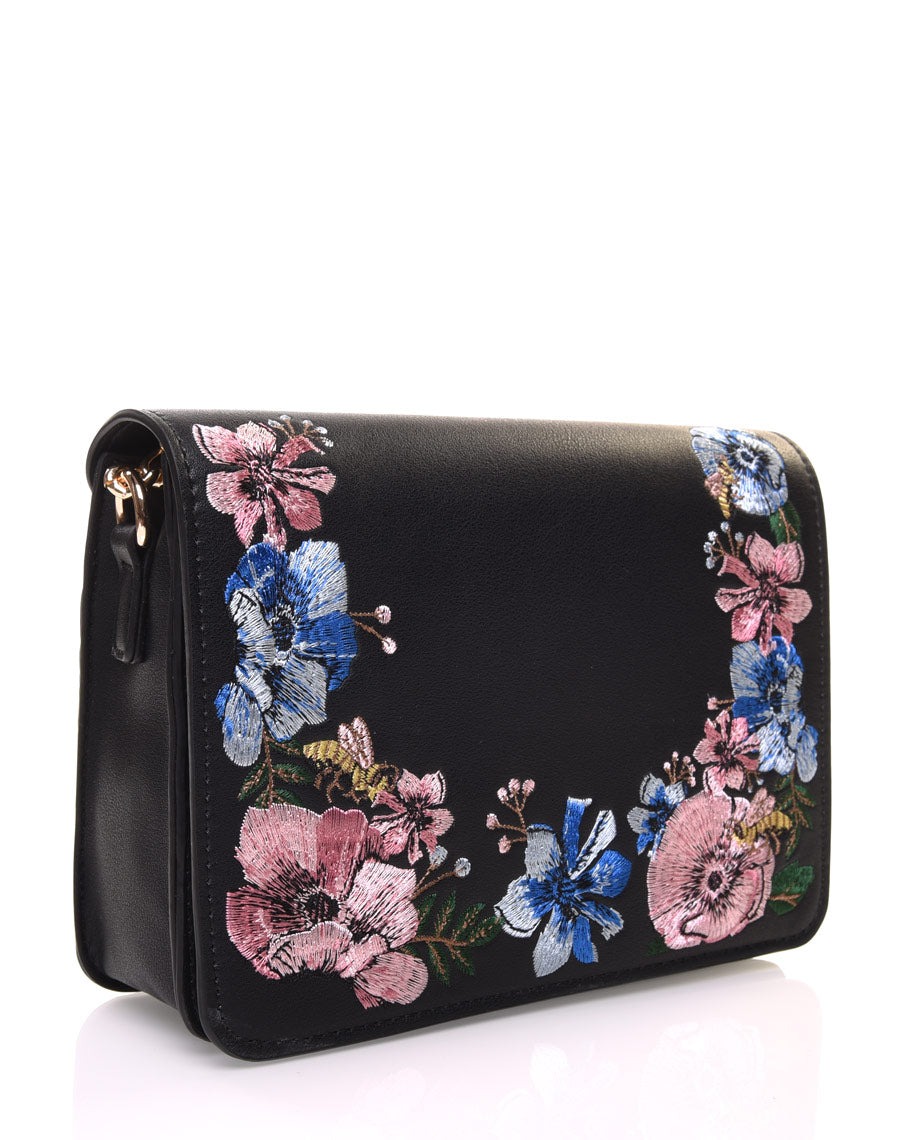 Sac en bandoulière brodé noir