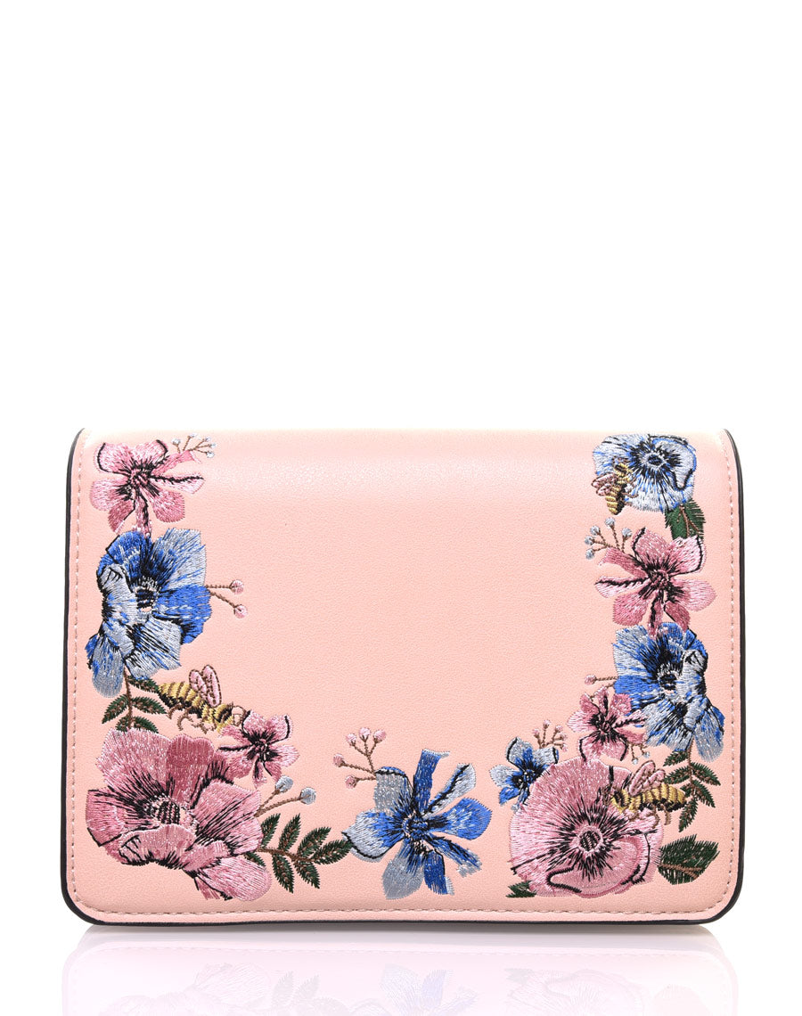 Sac en bandoulière brodé rose