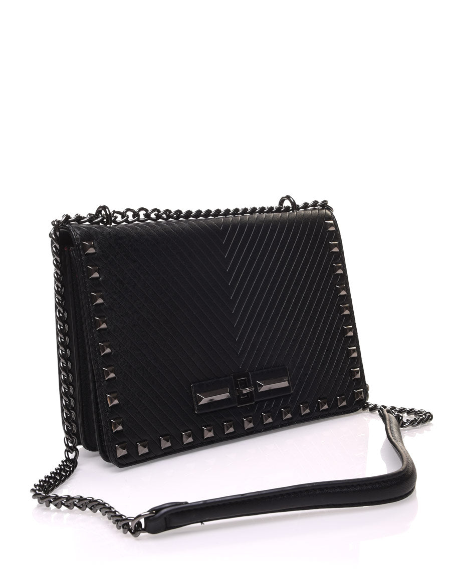 Sac en bandoulière clouté avec chaine noir