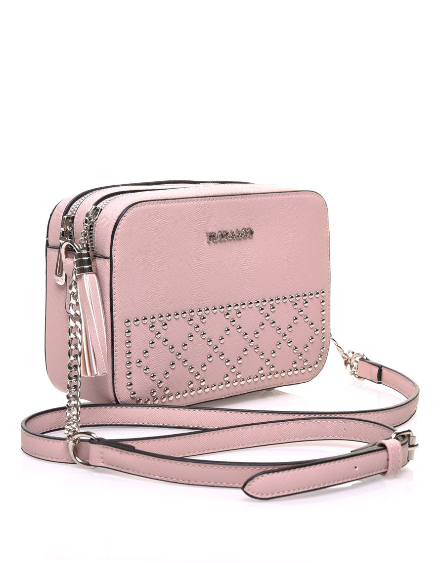 Sac en bandoulière clouté rose pale