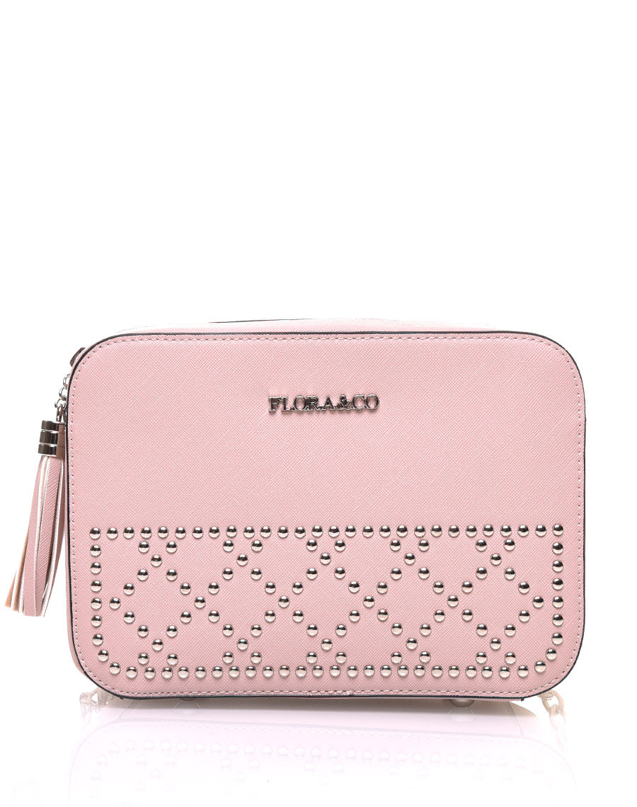Sac en bandoulière clouté rose pale