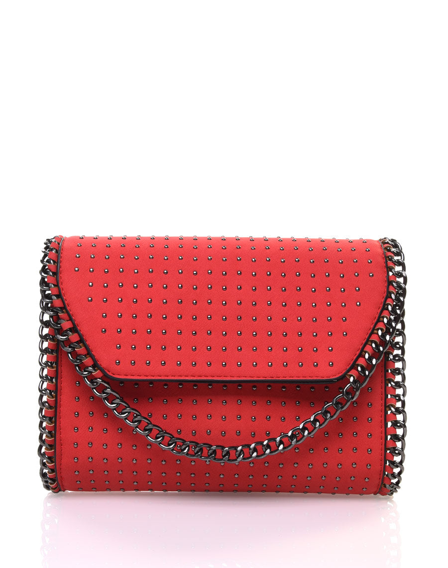 Sac en bandoulière clouté rouge