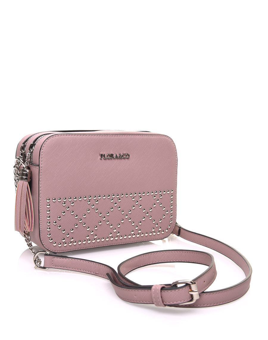 Sac en bandoulière clouté vieux rose