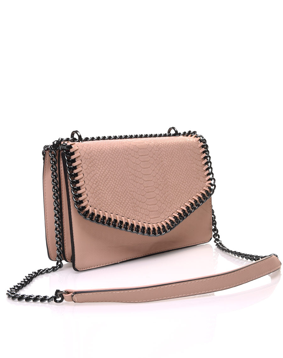 Sac en bandoulière effet python nude