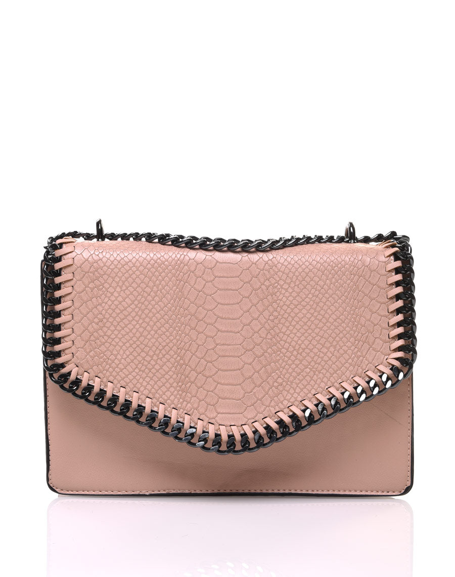 Sac en bandoulière effet python nude