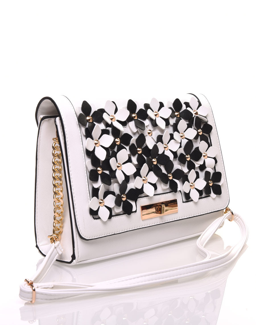 Sac en bandoulière fleuri blanc