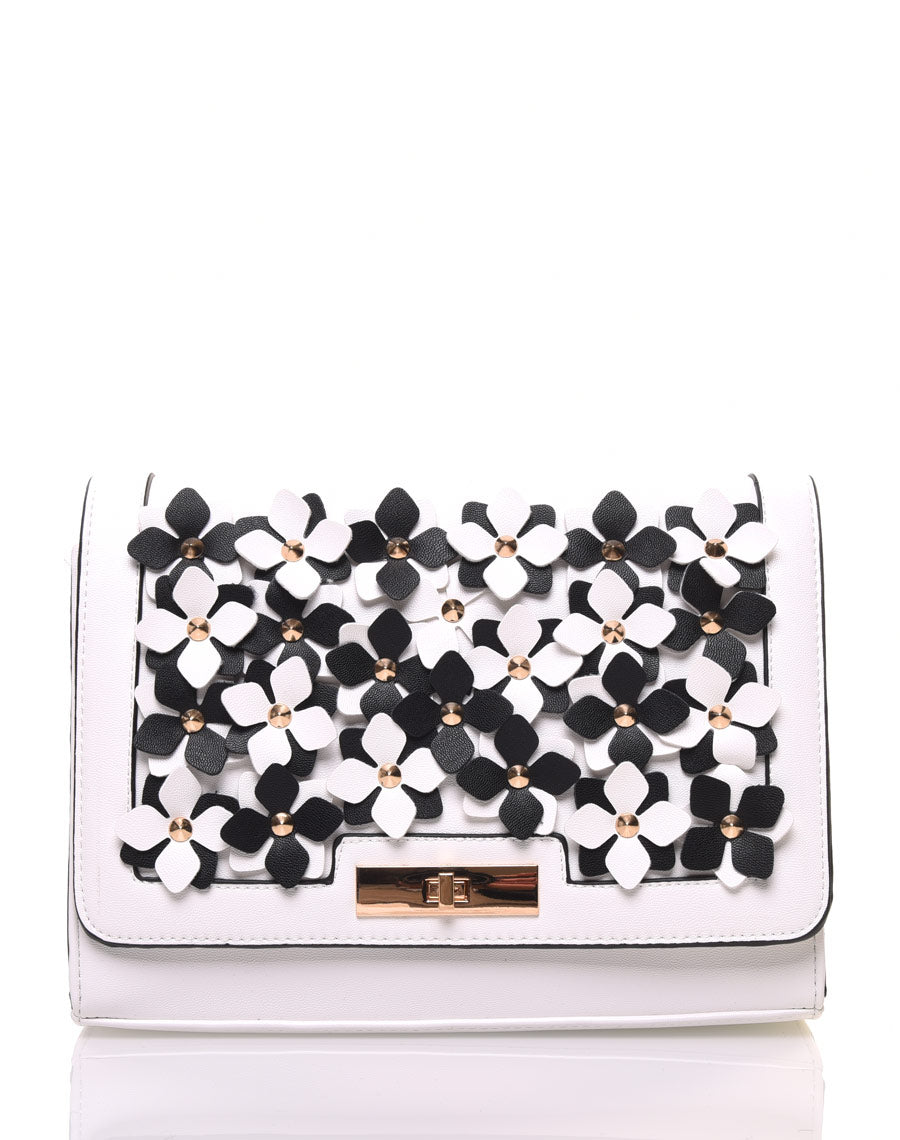 Sac en bandoulière fleuri blanc