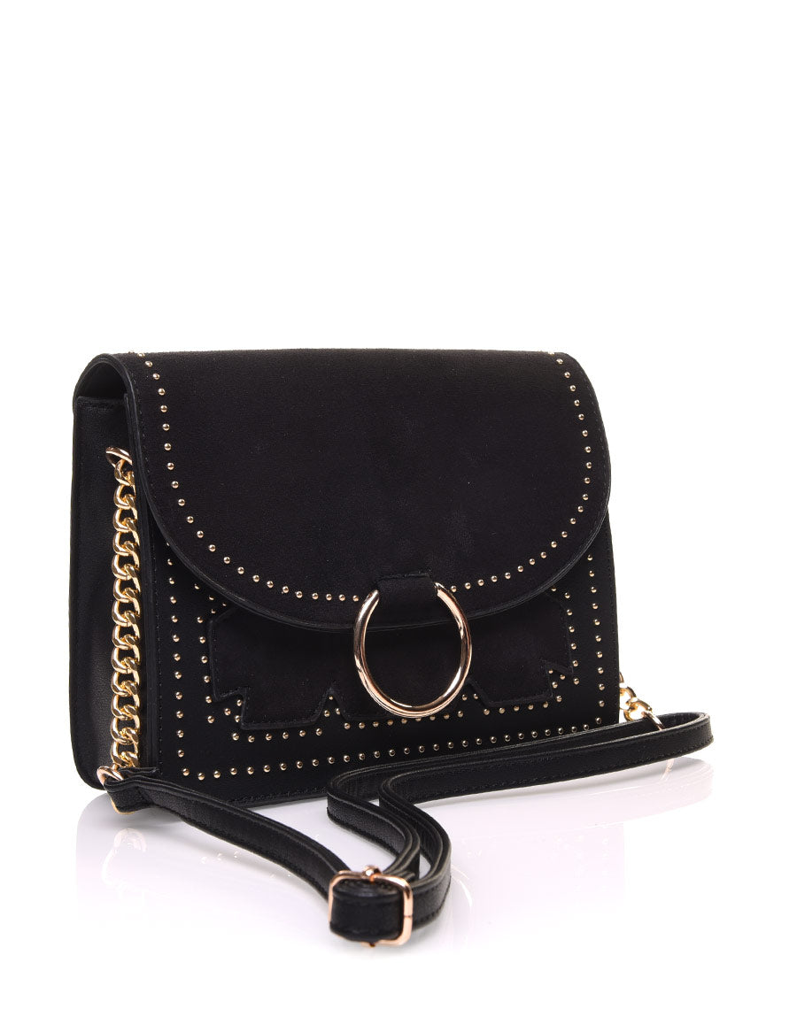 Sac en bandoulière noir bi matière