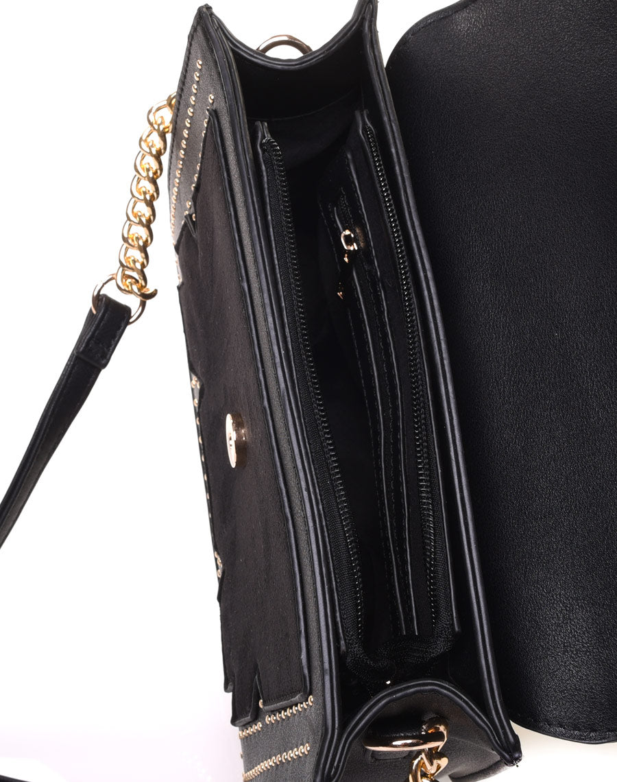 Sac en bandoulière noir bi matière