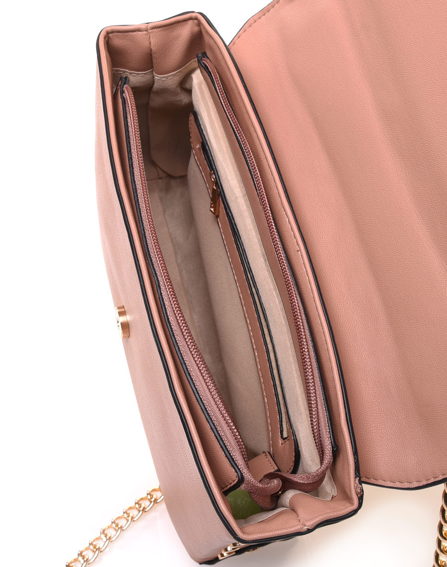 Sac en bandoulière nude et beige