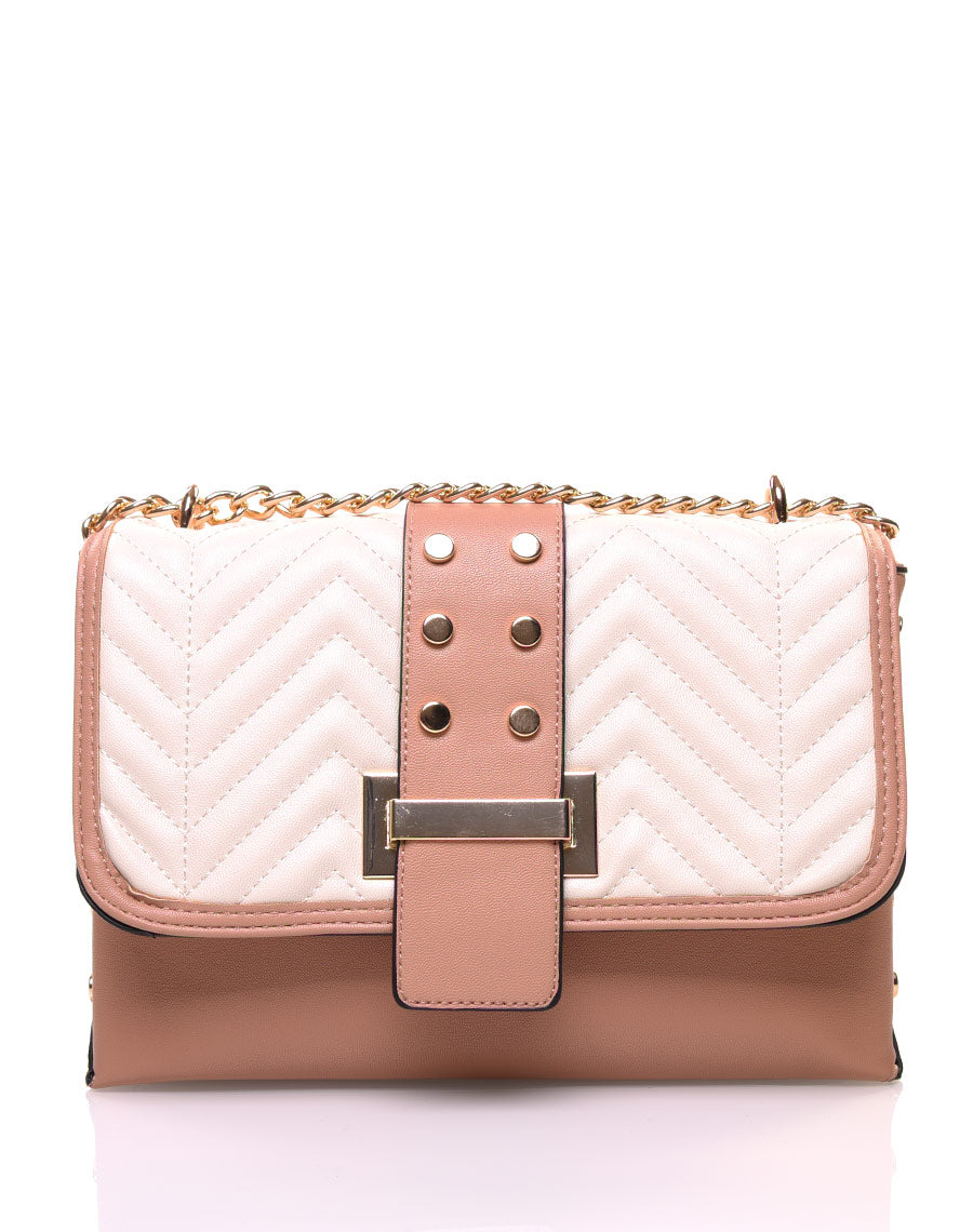 Sac en bandoulière nude et beige