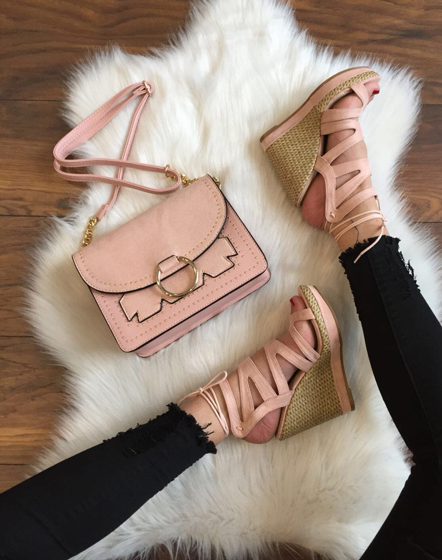 Sac en bandoulière rose bi matière