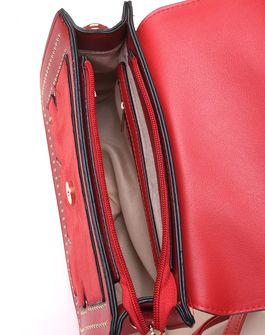 Sac en bandoulière rouge bi matière