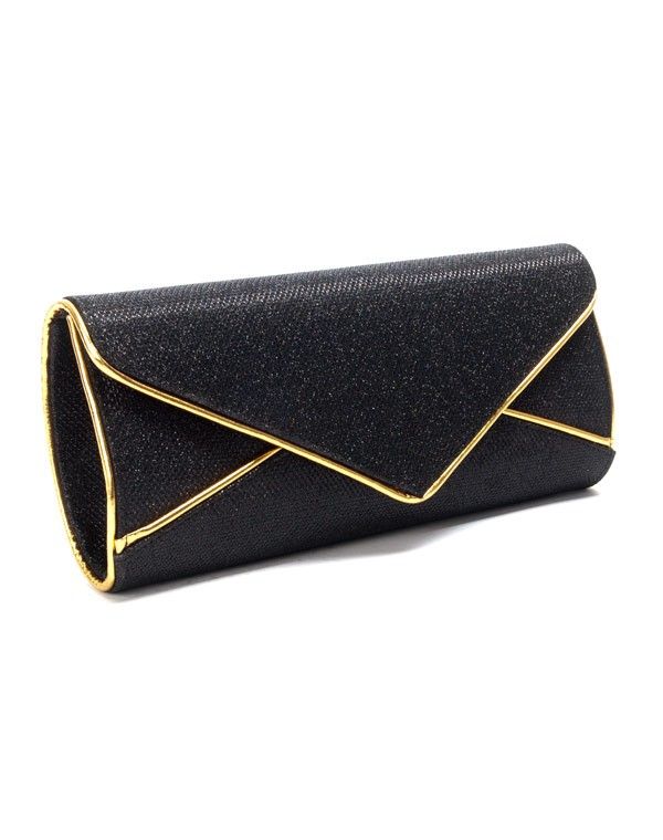 Sac femme Style Shoes: Pochette de soirée Noir/Doré